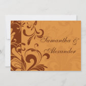 あたたかなゴールドの秋の渦巻き ウェディング招待状 招待状 (裏面)
