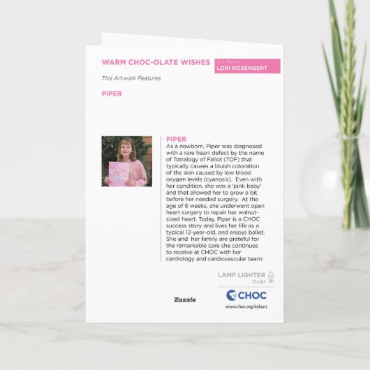 あたたかなチョコレートの願い - 子供たちの芸術作品 サンキューカード (裏面)