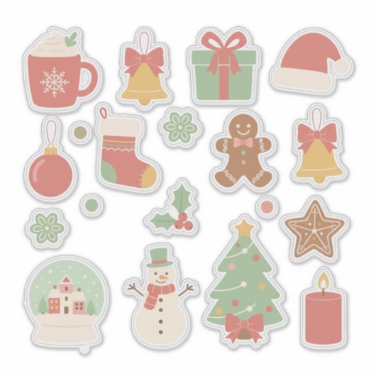 あたたかなパステルクリスマス:ヴィンテージスタイルのホリデー シール (正面)