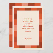 あたたかなビンテージの赤い格子模様　願いを込めて シーズンカード (正面/裏面)
