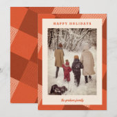 あたたかなビンテージ レッド プラッド フレーム 写真 シーズンカード (正面/裏面)