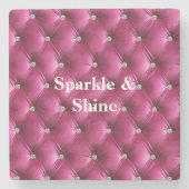 あたたかなピンクのフェイクベルベット ストーンコースター (正面)