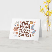 あたたかなホットココアとフワフワソックスのデザイン カード (黄色い花)