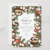 あたたかなホットココアのマグカップ メリークリスマス 招待状 (正面)