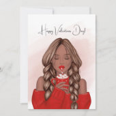 あたたかなホットココア バレンタインデーのグリーティング シーズンカード (正面)