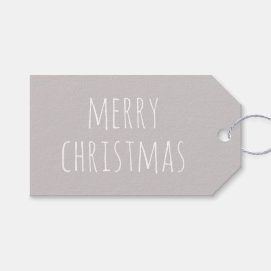 あたたかなライトグレーのクリスマス | 冬のホリデー ギフトタグ (正面(横))