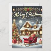 あたたかな冬のクリスマスカード – 楽しいクリスマスを！ シーズンカード (正面)