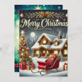 あたたかな冬のクリスマスカード – 楽しいクリスマスを! シーズンカード (正面/裏面)