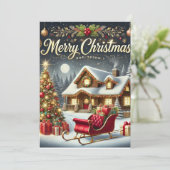 あたたかな冬のクリスマスカード – 楽しいクリスマスを! シーズンカード (スタンド正面)