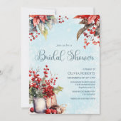 あたたかな冬のケアリーボタン花束 ブライダルシャワー 招待状 (正面)