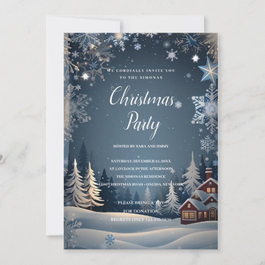 あたたかな冬の不思議の国 クリスマスパーティー 招待状 (正面)