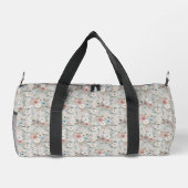あたたかな冬の花柄パターン ダッフルバッグ (裏面)