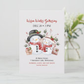 あたたかな冬の集まり – 冬のフルパーティ招待状 招待状 (スタンド正面)