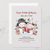 あたたかな冬の集まり – 冬のフルパーティ招待状 招待状 (正面/裏面)