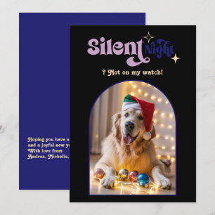 あたたかな夕暮れ面白いレトロなペット犬のクリスマス写真 シーズンカード