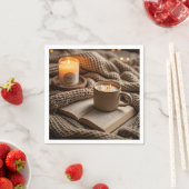 あたたかな夜のキャンドルと毛布 スタンダードカクテルナプキン (インサイチュ)