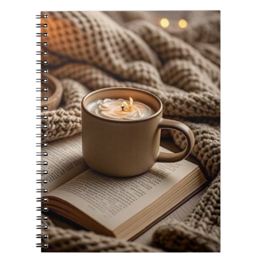 あたたかな夜のキャンドルと毛布 ノートブック (正面)