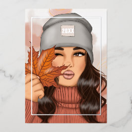 あたたかな季節の秋 - 紅葉のクリスマス 箔シーズンカード