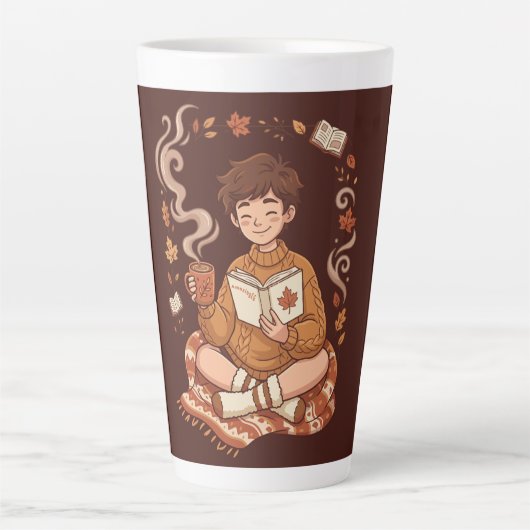 あたたかな季節の秋 読書の秋 本好き かわいい 秋 カフェラテマグ (正面)