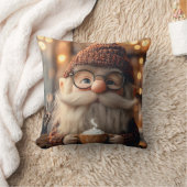 あたたかな小人、ホットココアを楽しむ クッション (ブランケット)