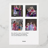 あたたかな暖炉のクリスマスコラージュ写真 箔シーズンカード (裏面)