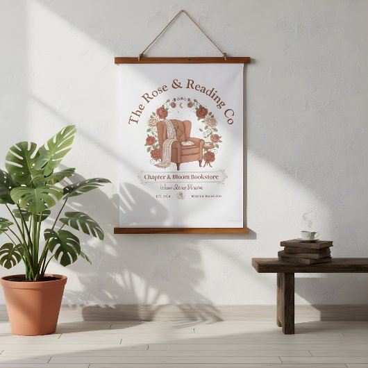 あたたかな椅子の花のタペストリー 吊り下げ型タペストリー