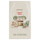 あたたかな水彩ねずみのヴィンテージクリスマス スモールペーパーバッグ (裏面)