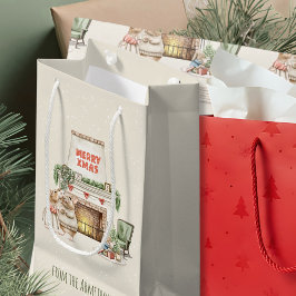 あたたかな水彩ねずみのヴィンテージクリスマス スモールペーパーバッグ