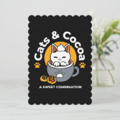 あたたかな猫と足跡クッキーのホリデーマグデザイン シーズンカード (スタンド正面)