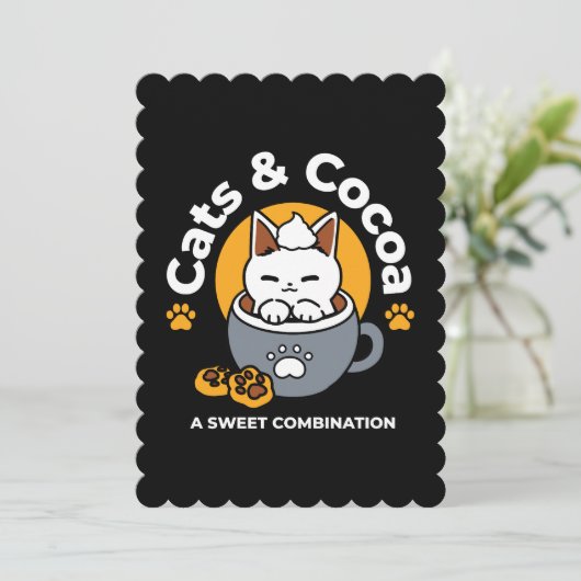 あたたかな猫と足跡クッキーのホリデーマグデザイン シーズンカード (スタンド正面)