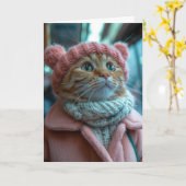 あたたかな猫の挨 カード (黄色い花)