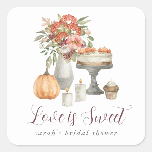 あたたかな秋のカボチャ "愛は甘い" スクエアシール (正面)