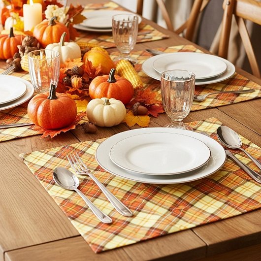 あたたかな秋のチェック柄紙のプレースマット ペーパーパッド