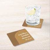 あたたかな秋のブラウン アーチ カスタム レトロ ブライダル シャワー スクエアペーパーコースター (インサイチュ)