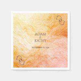 あたたかな秋の大理石のウェディングナプキン スタンダードカクテルナプキン