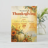 あたたかな秋の落ち葉と、かぼちゃの花と、感謝祭 招待状 (スタンド正面)