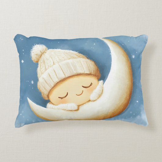 あたたかな編みぐるみの三日月 アクセントクッション (正面)