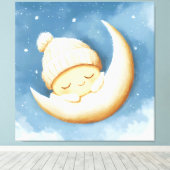 あたたかな編みぐるみの三日月 キャンバスプリント (インサイチュ (ウッドフロア))