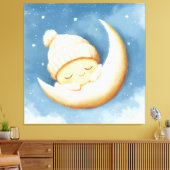 あたたかな編みぐるみの三日月 キャンバスプリント (インサイチュ (リビング))