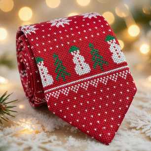 あたたかな赤いクリスマスのフェスティブなホリデー ネクタイ
