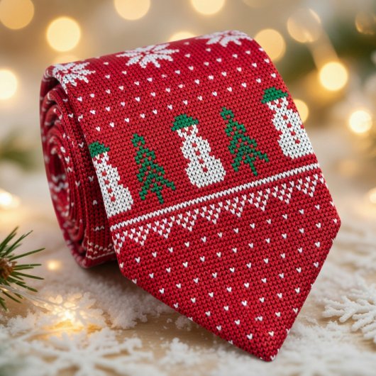 あたたかな赤いクリスマスのフェスティブなホリデー ネクタイ