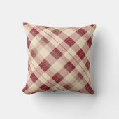 あたたかな赤、タン、ベージュのチェック柄 ファームハウス デコレーション クッション (正面)