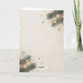 あたたかな雪の結晶と松の木のホリデーデザイン カード (裏面)