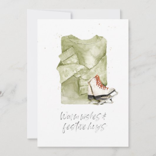 あたたかな願いとフェスティブなハグの水彩 シーズンカード (正面)