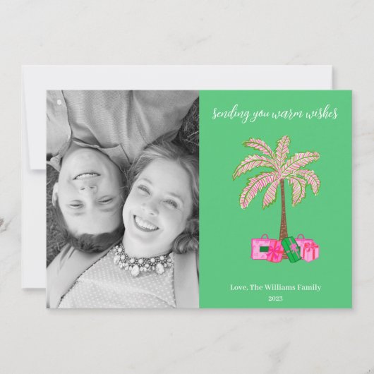 あたたかな願い パームツリーの写真 ホリデーカード (正面)
