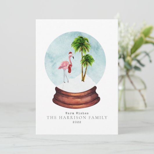 あたたかな願い フラミンゴ スノーグローブ クリスマス (スタンド正面)