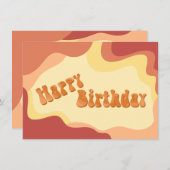 あたたかな70年代のウェーブ柄の誕生日カード 招待状 (正面/裏面)