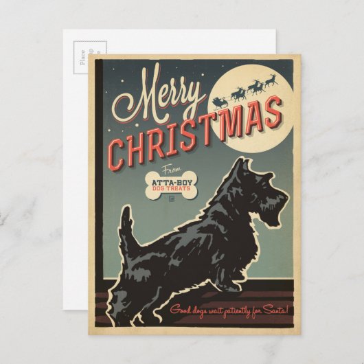 あったい男の子のメリークリスマス シーズンポストカード (正面/裏面)