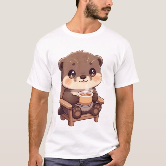 あったかいカワウソの紅茶タイム Tシャツ (正面)