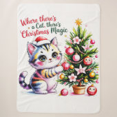 あったかいクリスマスの猫 - 冬の贈り物 シェルパブランケット (正面)